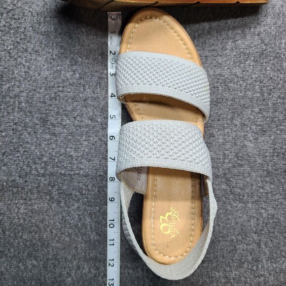 93 Vintage Dallas 2 Shoes Womens Size 9.5M Gray Wedge Sandals Fabric Comfortable - Picture 7 of 9